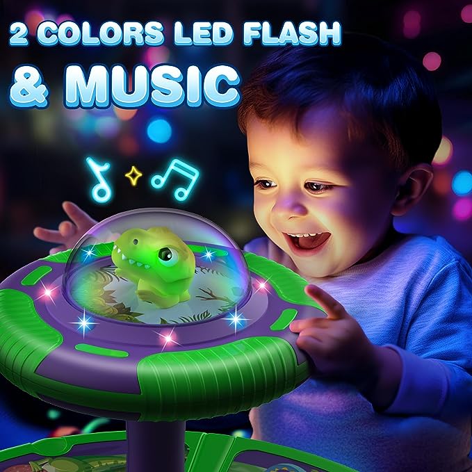 Dinosaur Sit and Spin Toys with LED and Music, 360° Spin, Toddler Toys Age Over 18 Months