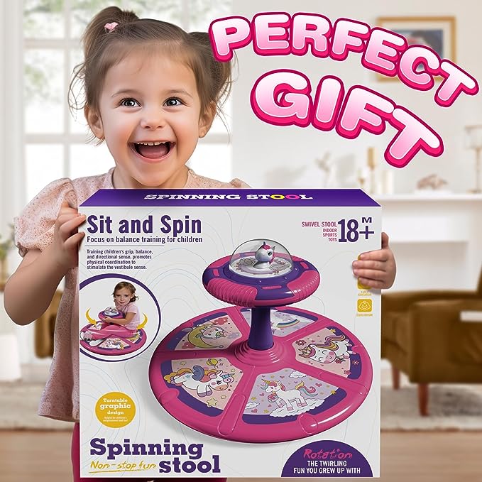 Unicorn Sit and Spin Toys with LED and Music, Toddler Toys Age Over 18 Months
