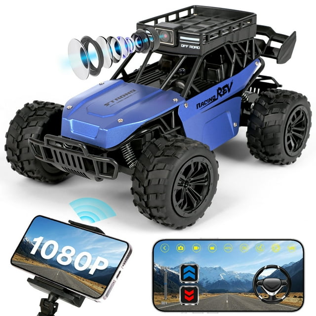 Flooyes RC Car, 1:18 Remote Control Car with Camera, 20MPH High Speed Alloy Off Road Truck, 2.4GHz Fast Racing Vehicle Electric Hobby Toy Car Gift for Boys Kids Teens Adults