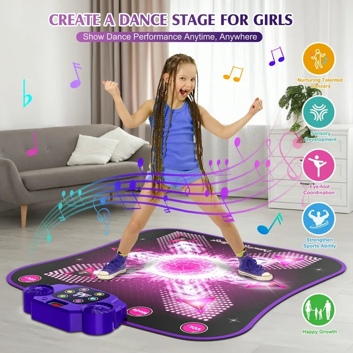 Girls Dance Mat for 3-12 Year Old Kids, 2023 Upgraded Electronic Dance Pad with Light-up, Music and Bluetooth, Christmas Gift Toy for 3 4 5-7 8-11 12+ Year Old Girls Birthday Gift Ideas