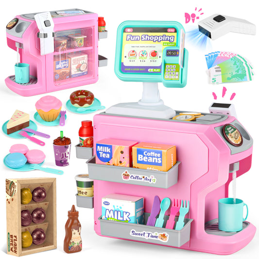 Flooyes Coffee Toys Set For Kid, Pretend Play Idea Gift Toy For Girls 3 4 5 6 7 8 Years Old