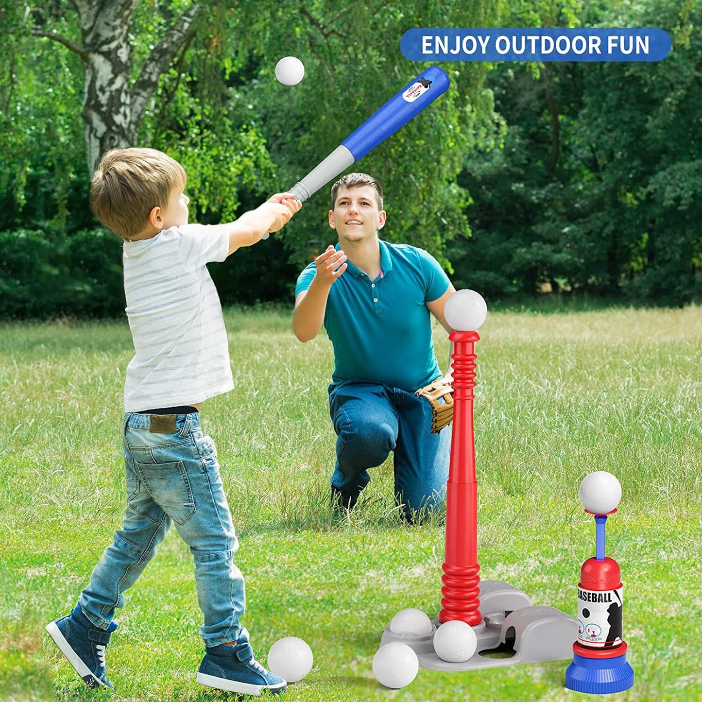 Outdoor Activity for Boys Girls, Kids Baseball Set with Bat and Ball, Great for Little Kids Ages 3-8