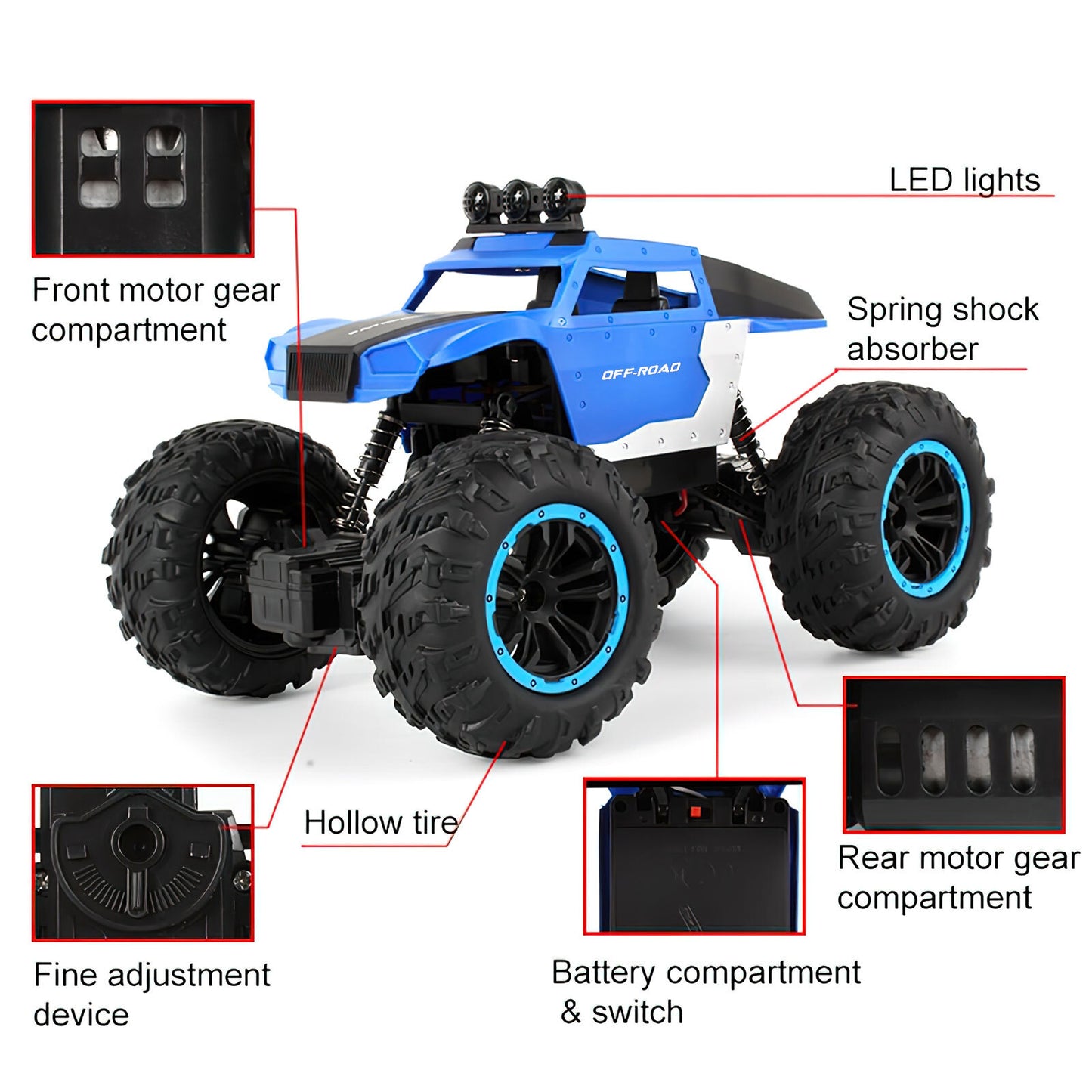 Remote Control Car All Terrains Rock Crawler, 2.4ghz RC Cars Electric Radio Control Off Road Cars, Birthday Christmas Gift Toys for Boys Age 3+