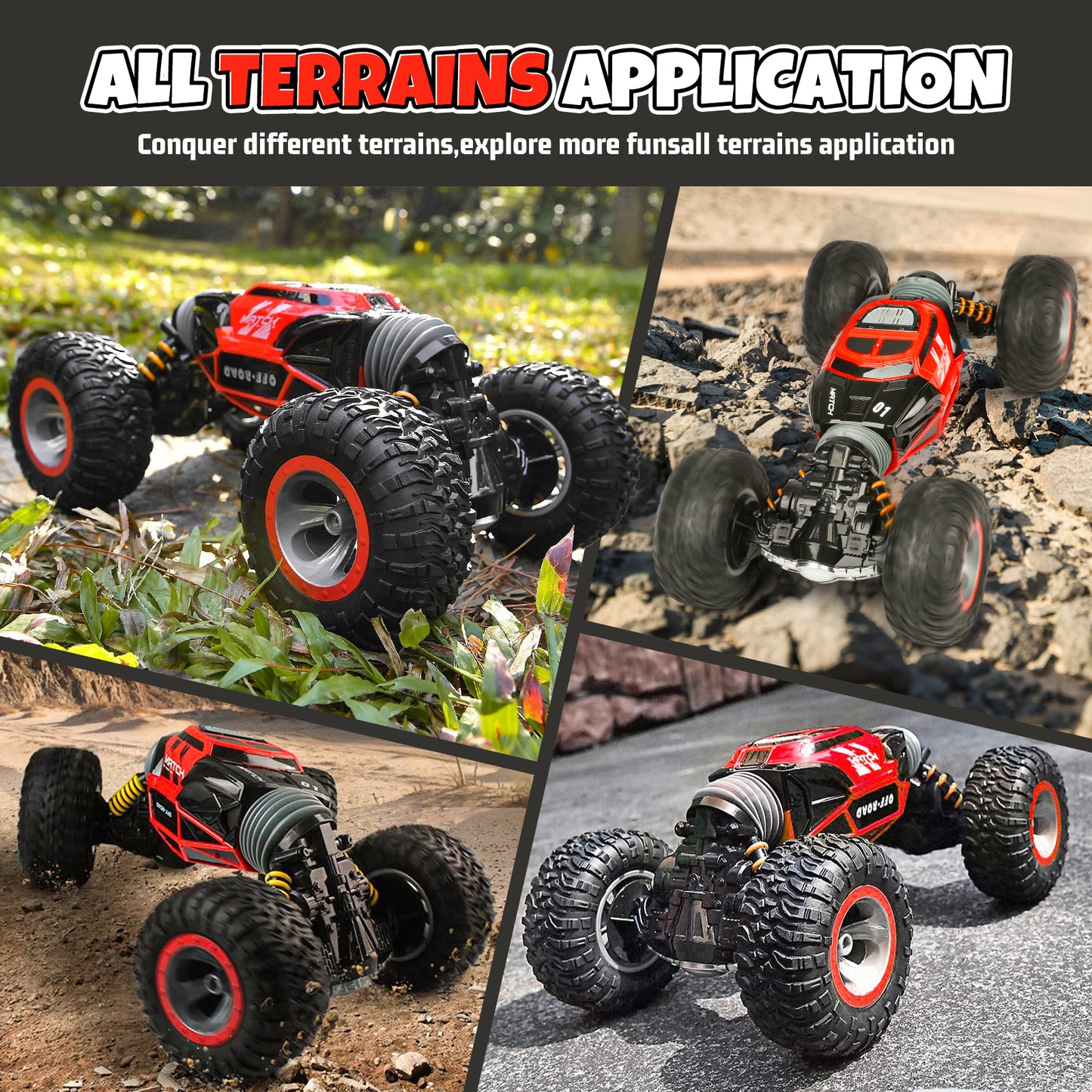 RC Stunt Car for Kids,4WD 360° & Double Sided Rotation Toy Cars for Boys,2.4GHz All-Terrain Dual Mode Twist Remote Control Cars with LED Light Music for Kids Gifts