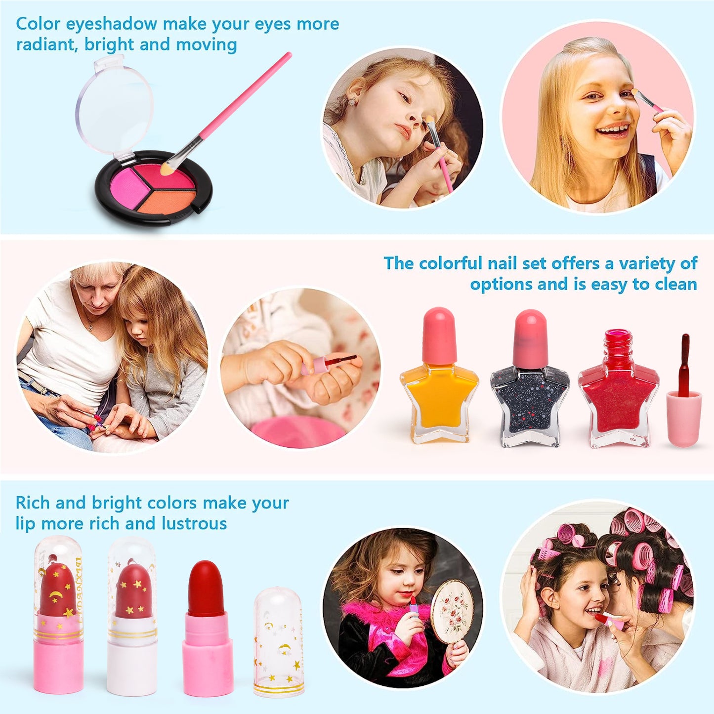 Kids Makeup Kit for Girls,Washable Makeup Kit Cosmetics Toys Gift for Little Girls Toddlers Dress up Set,Birthday Gift Toys for 3-6 Years Girls