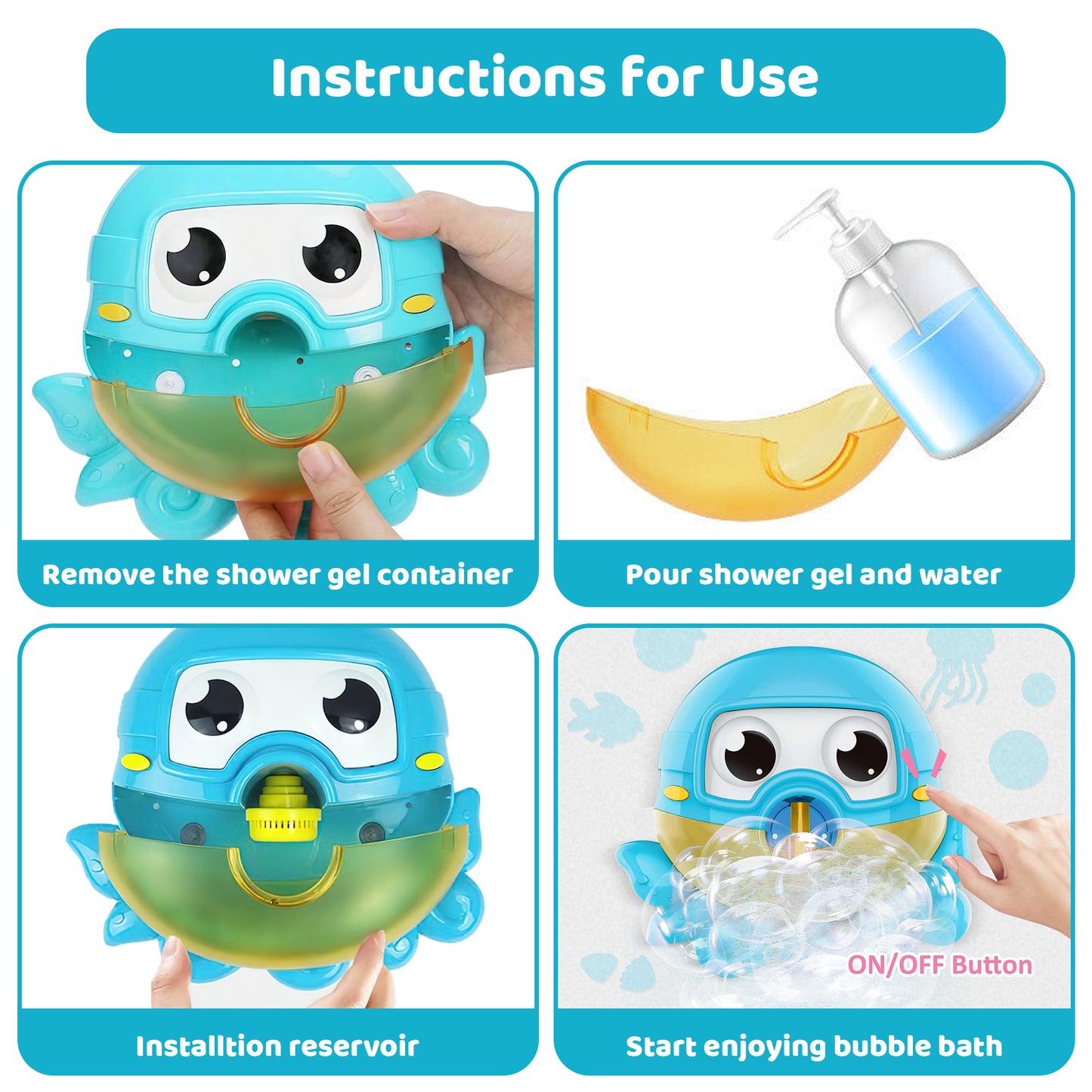 Baby Bath Toys, Musical Octopus Bath Bubble Maker for The Bathtub, Bubble Making Machine Toy Gift for Toddlers 1-3