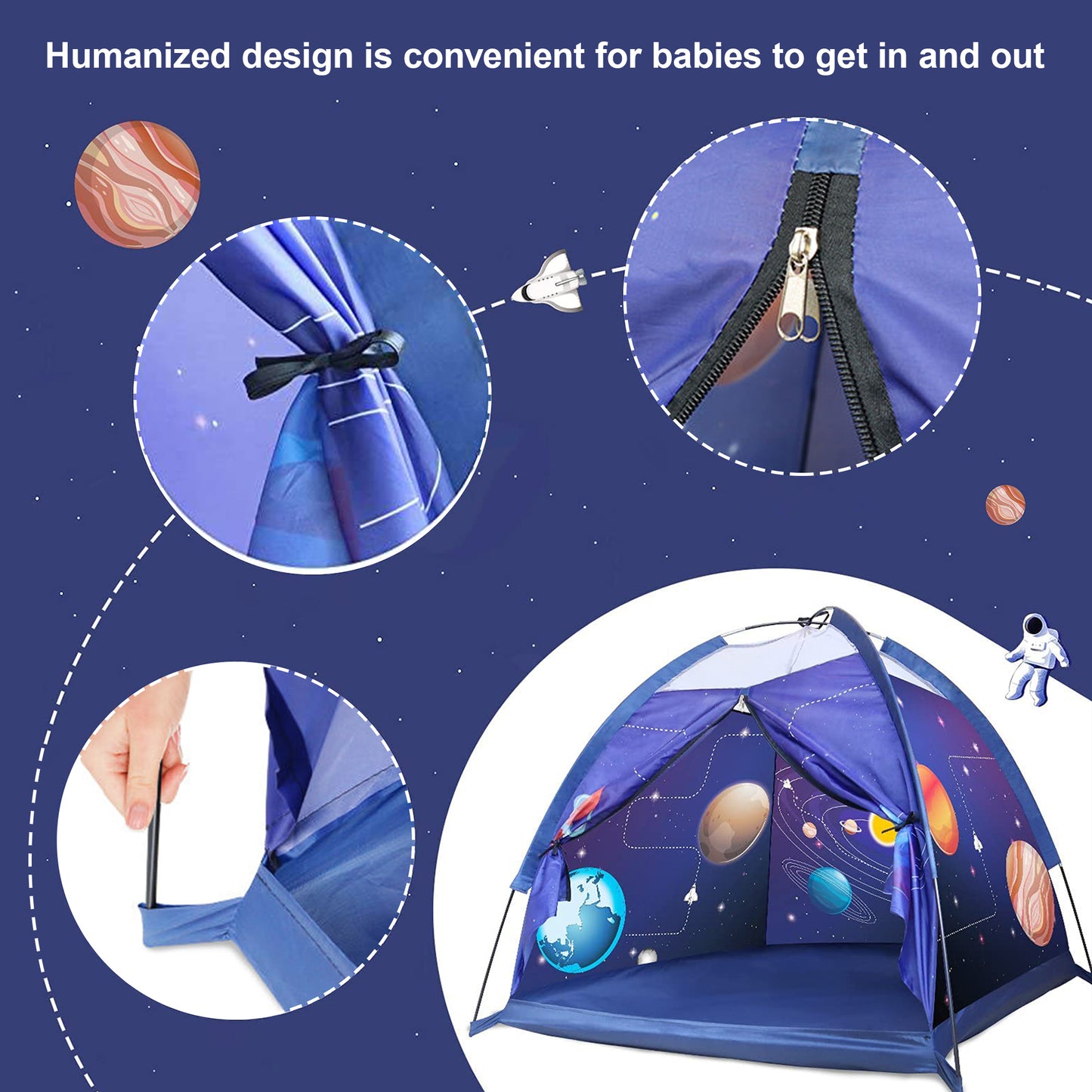 Space Play Tent for Kids,Indoor & Outdoor Large Kids Play Tent for Imaginative Games Gift for Children 3-8 Years Old