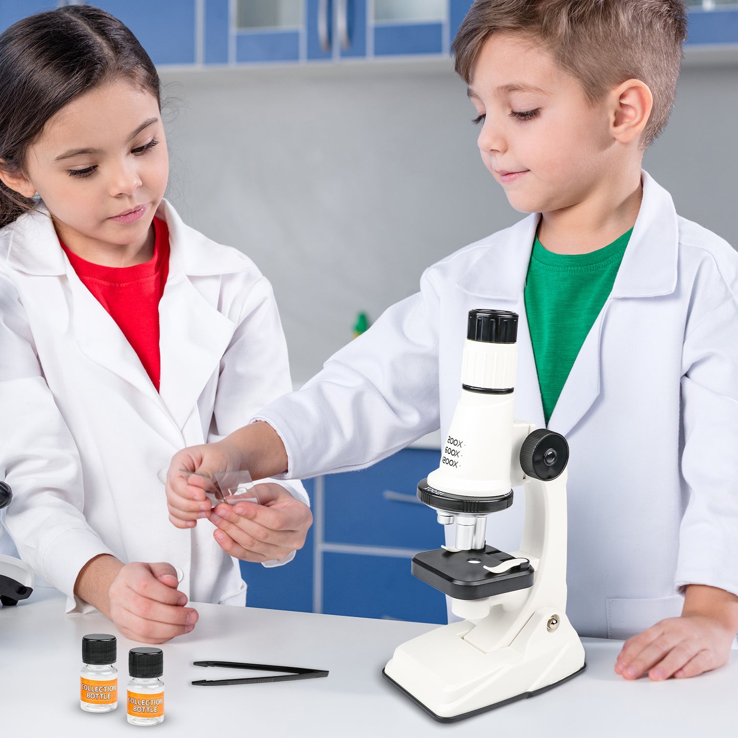 Microscope Kit for Kids, 200X-1200X Kids Beginner Microscope STEM Kit with LED Light, Educational and Learning Toy Gift for Kids 5 6 7 8 9 10 11 12