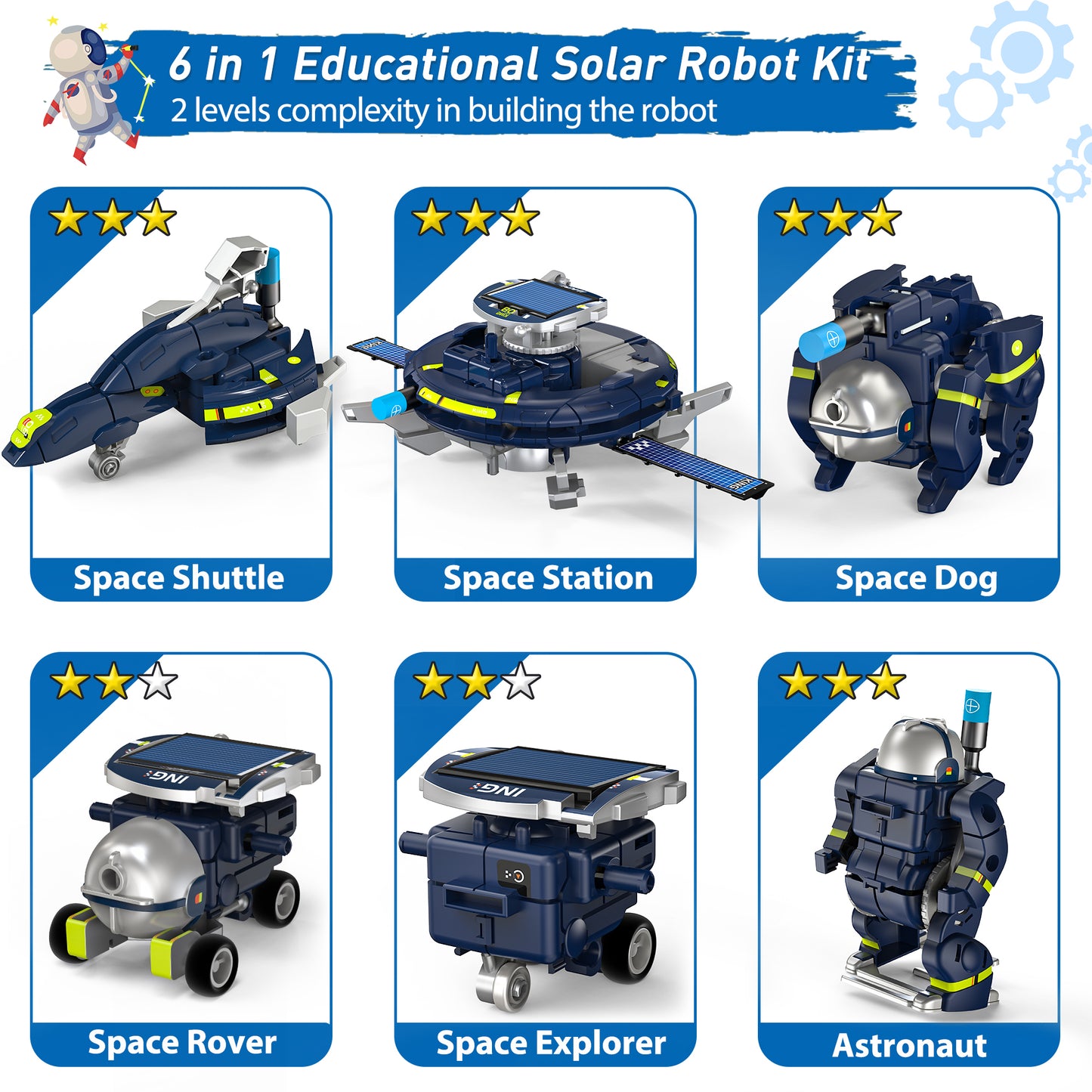 STEM Toys, 6-in-1 Space Solar Robot Kit Toys for Boys Ages 8 9 10 11 12 Years, Christmas Birthday Gift for Kids Age 8 9 10 11 12+ Years ,Educatoinal Learning Science Building Toys.