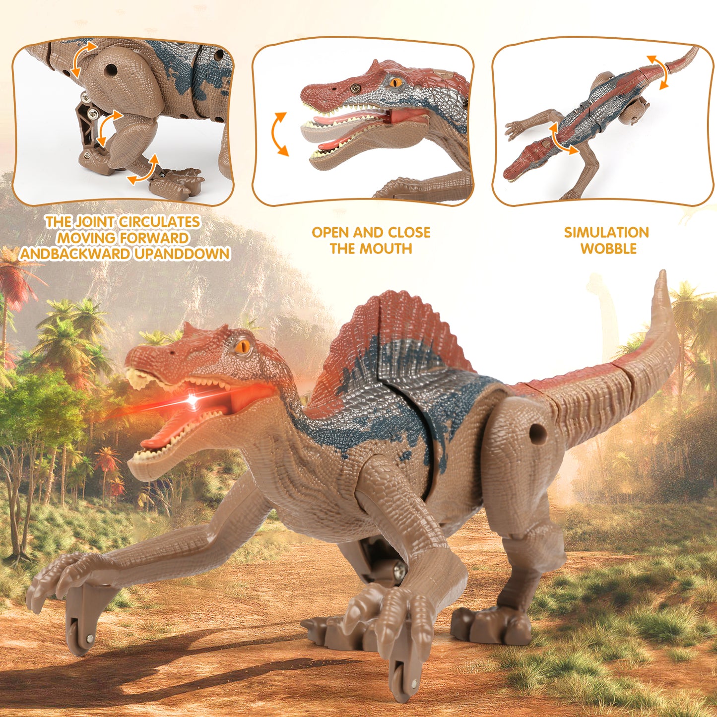 Remote Control Dinosaur Toys for Boys, 2.4G Electronic RC Velociraptor Toy with 3D Eye Shaking Head & Roaring Sounds, RC Dinosaur Toys Gift for Boys 3-6 Year Old