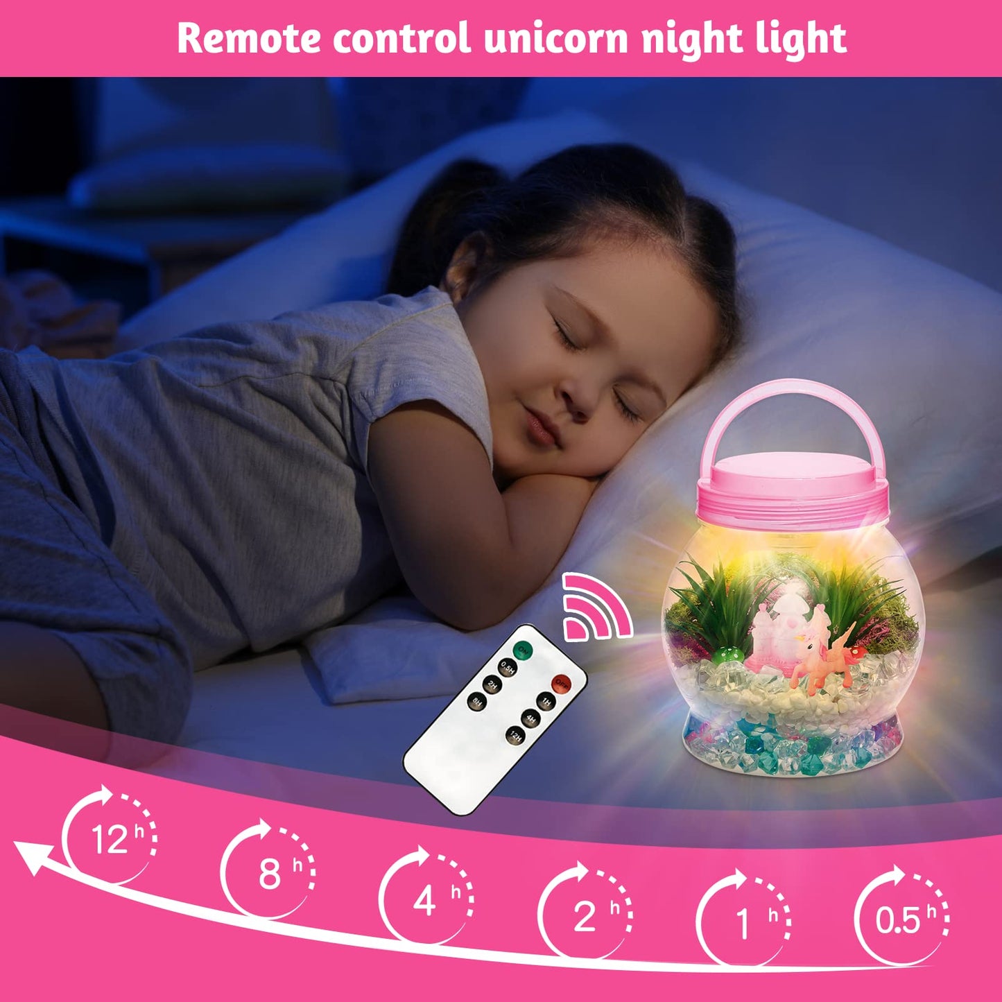 Unicorn Terrarium Kit for Kids - Light Up Art Crafts Toy and Gift for Girls