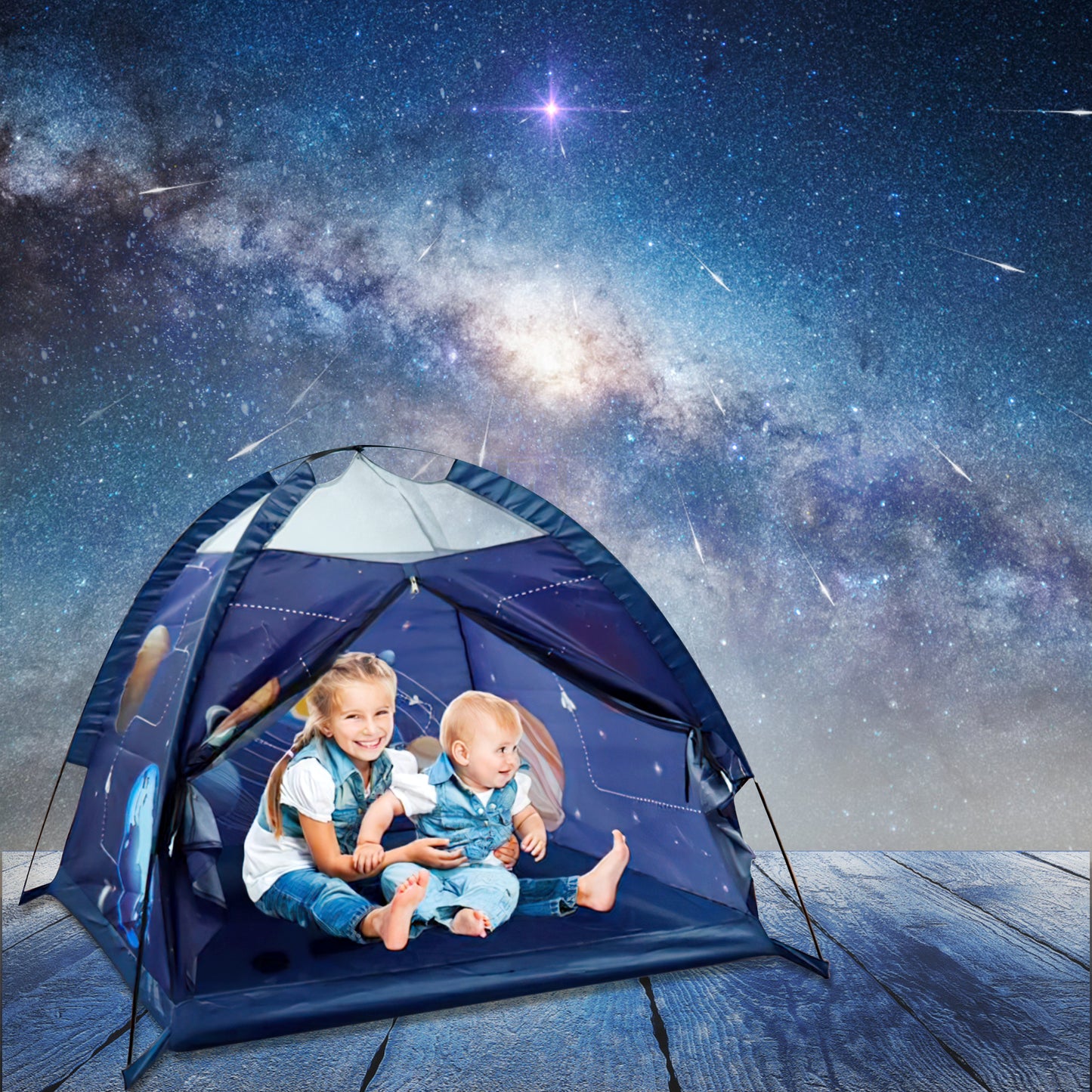 Space Play Tent for Kids,Indoor & Outdoor Large Kids Play Tent for Imaginative Games Gift for Children 3-8 Years Old