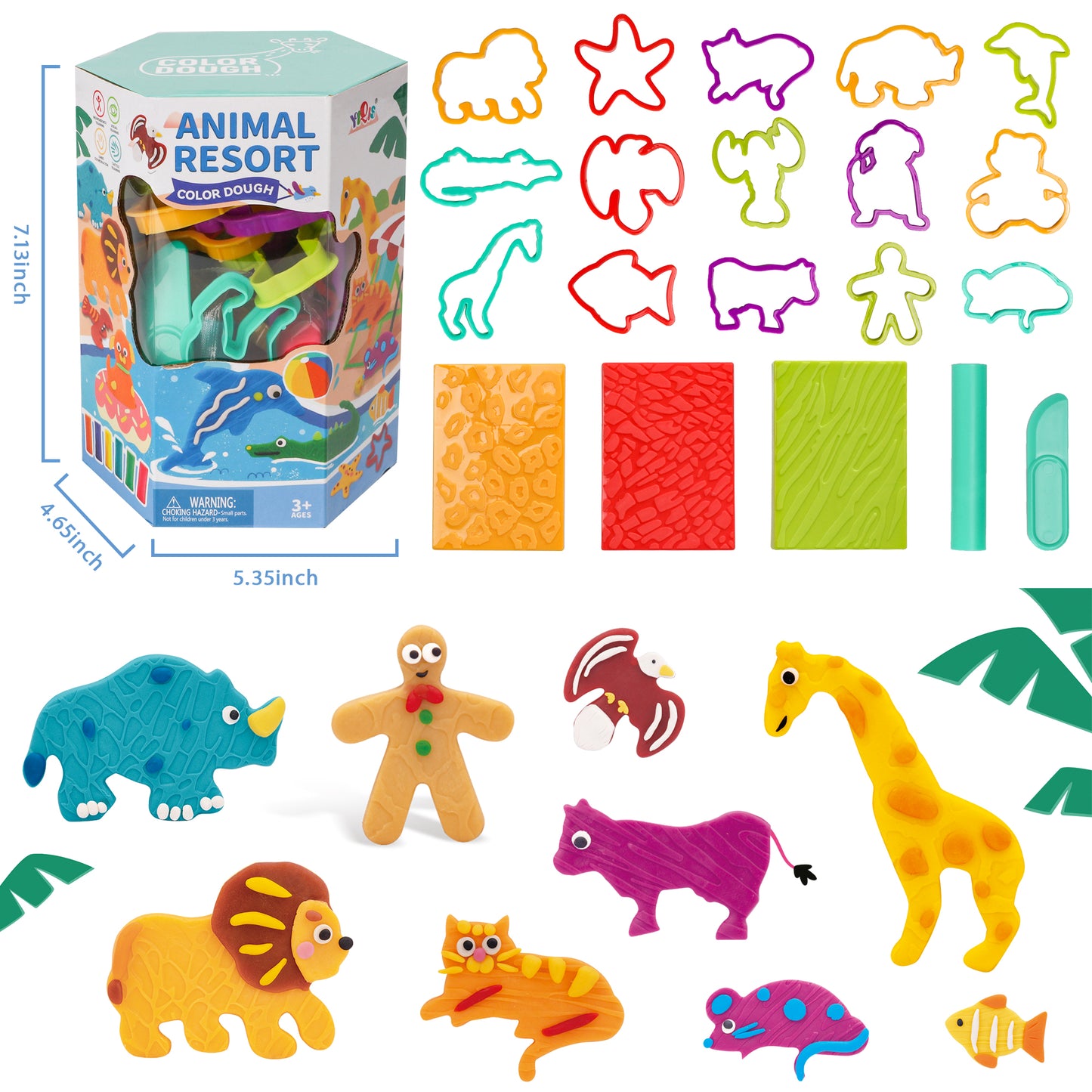 Play Dough Set - Unleash Your Child's Creative Potential, Color Play Dough Tools Sets for Kid, Animal World Kit Creations, Best Art Toys Gift for Age 3+