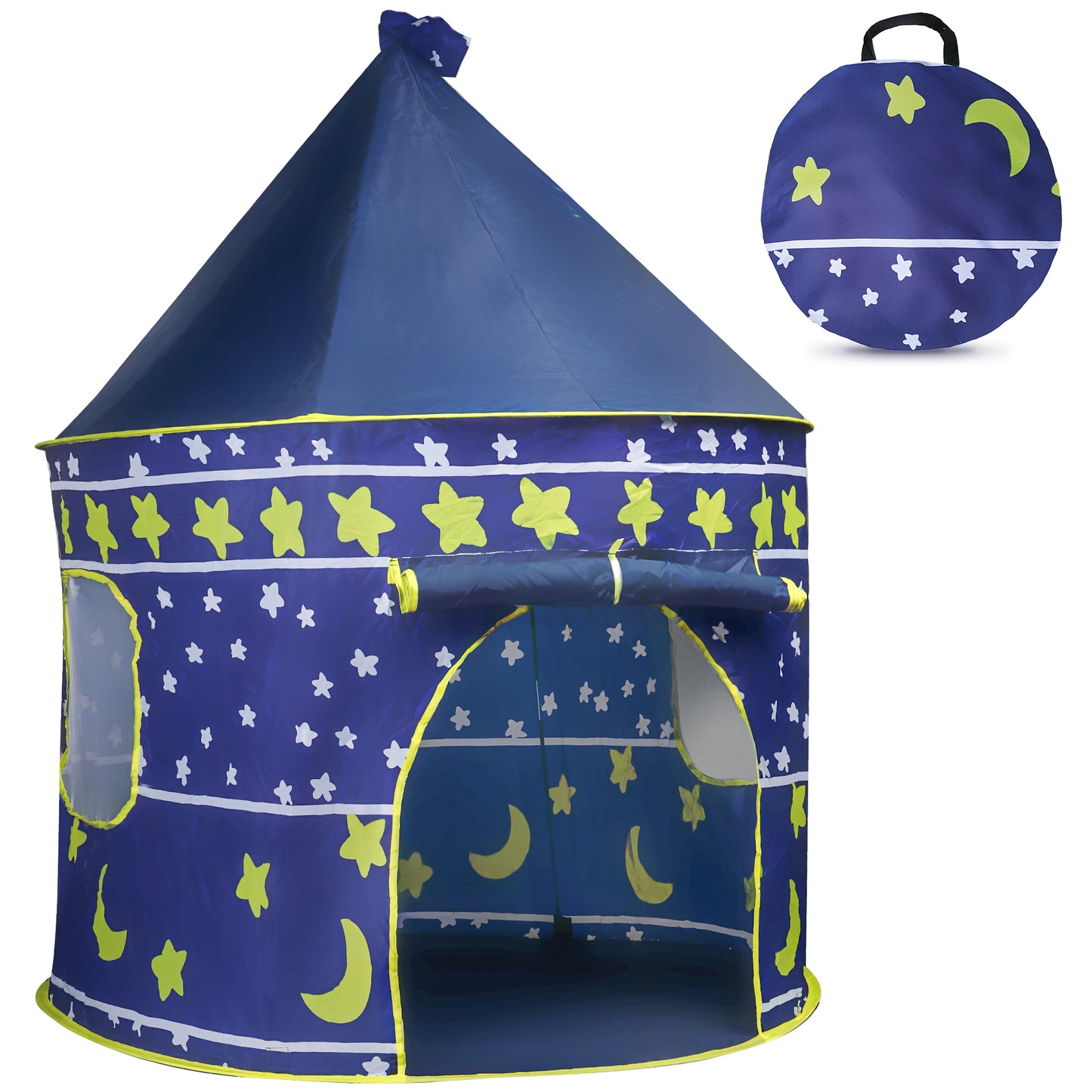 Imaginative Blue Kids Tent, Foldable Into A Carrying Bag, Indoor and Outdoor Play Tent, Birthday Gift for Boys & Girls