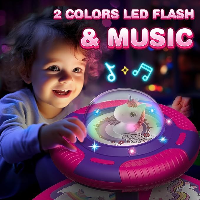 Unicorn Sit and Spin Toys with LED and Music, Toddler Toys Age Over 18 Months