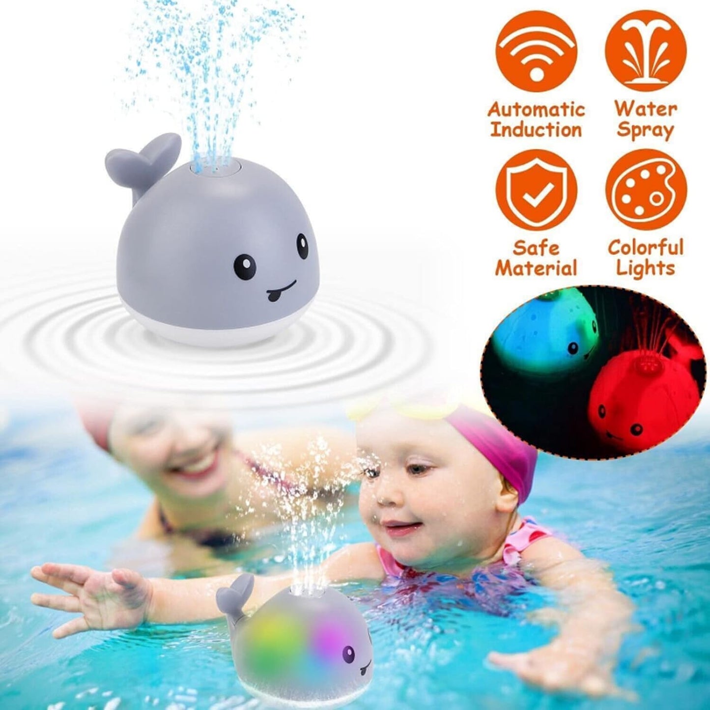 Updated Sprinkler Baby Bathtub Toy, Bath Toys Light up with Four Accessories for Toddlers Girls Boys Christmas Gift Toys for Babies