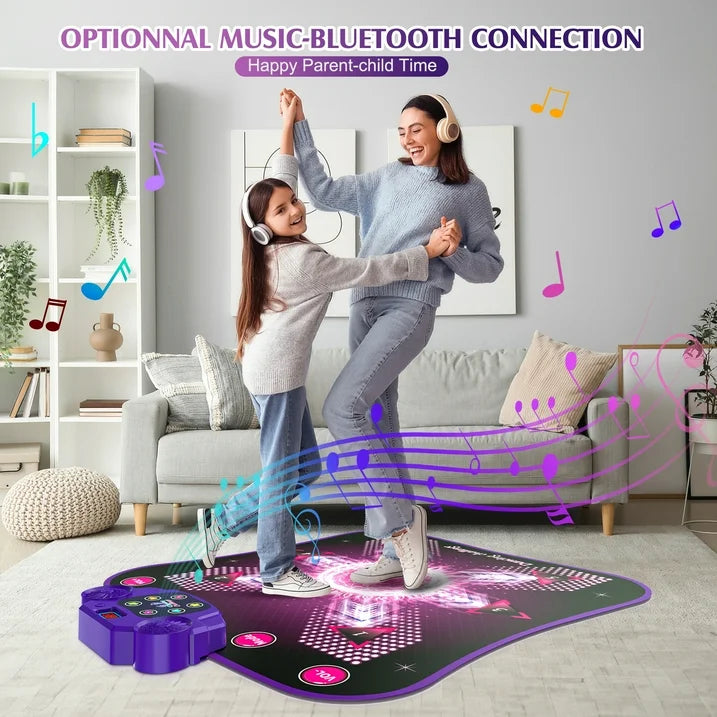 Girls Dance Mat for 3-12 Year Old Kids, 2023 Upgraded Electronic Dance Pad with Light-up, Music and Bluetooth, Christmas Gift Toy for 3 4 5-7 8-11 12+ Year Old Girls Birthday Gift Ideas