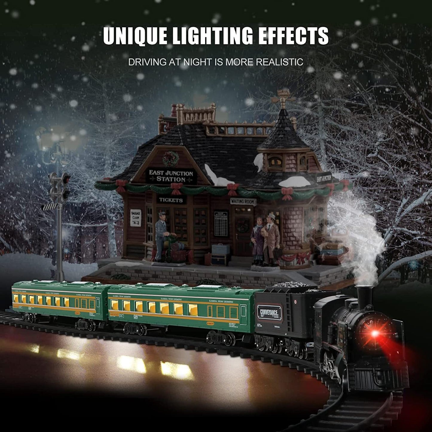 Model Train Set Toys for Boys 3 4 5 6 7 8+ Years - Metal Alloy Electric Trains w/ Steam Locomotive,Train Toys w/ Smoke,Sounds & Lights,Christmas Toys Gifts for 3 4 5 6 7+ Years Old Kids