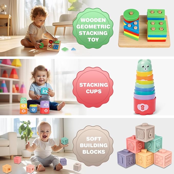 6 in 1 Infant Toddler Newborn Toys, Learning Educational Preschool Toys for Boy and Girl Gifts Age 6 months-2 years