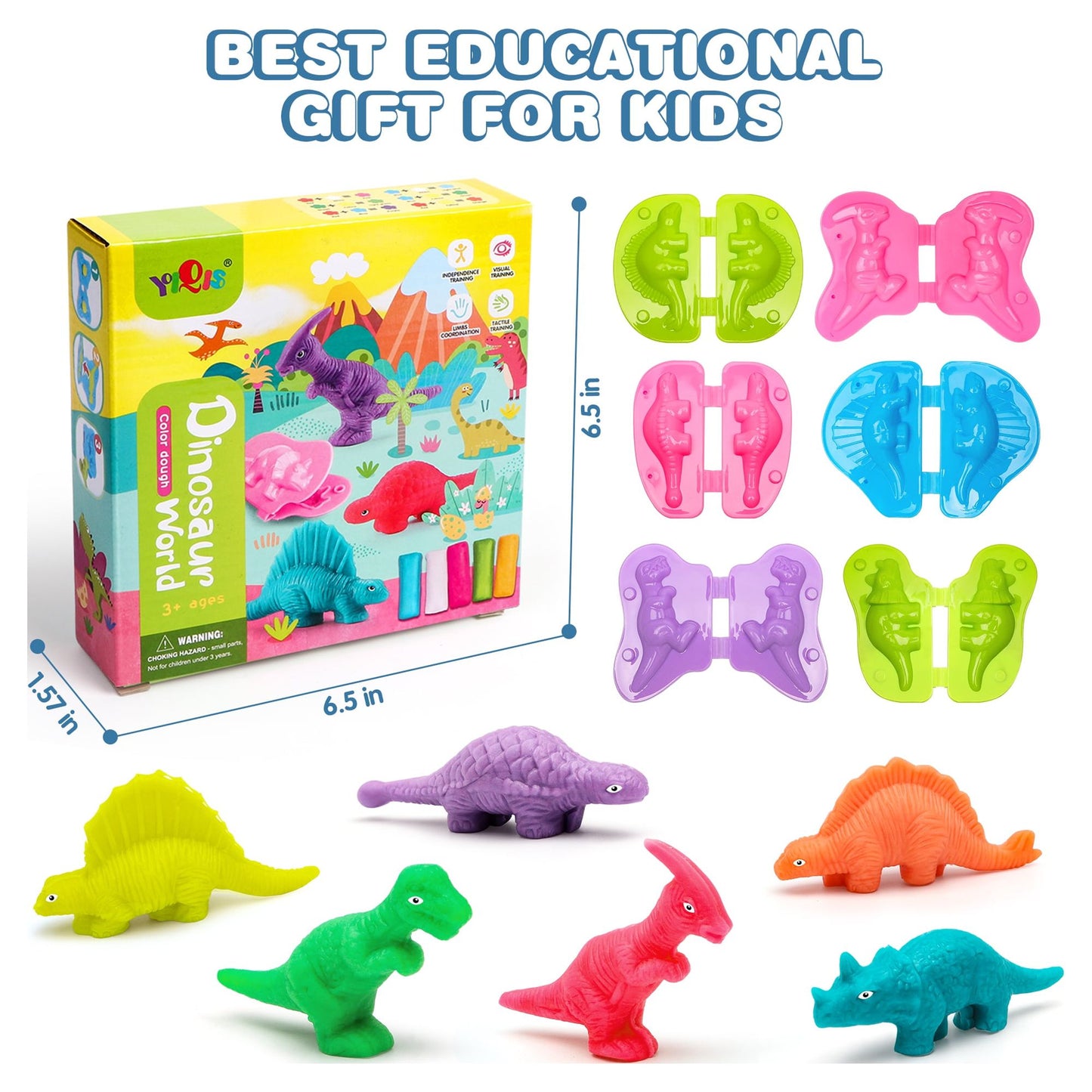 Dinosaur World Color Play Dough Sets for Kids, Animals Toys Play Doh Set for Toddlers Boys Girls Christmas Gift Birthday Gift Aged 3 4 5 6+