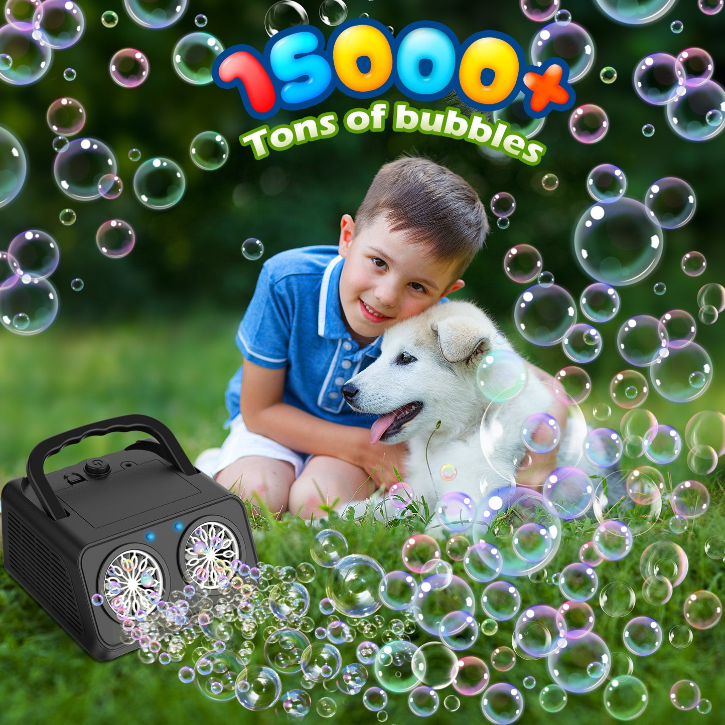 Bubble Machine, Portable Automatic Bubble Maker for Kids Christmas Gifts, Indoor Outdoor Party Use Bubble Toy Fun with Simultaneously Blowing and Generating Functions