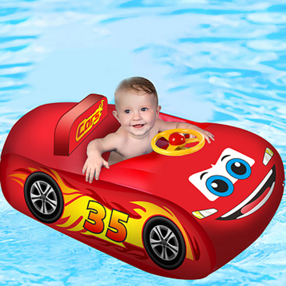 Inflatable Car Pool Float for Kids with Built-in Squirt Gun, Inflatable Ride-on for Children Aged 3-8 Years