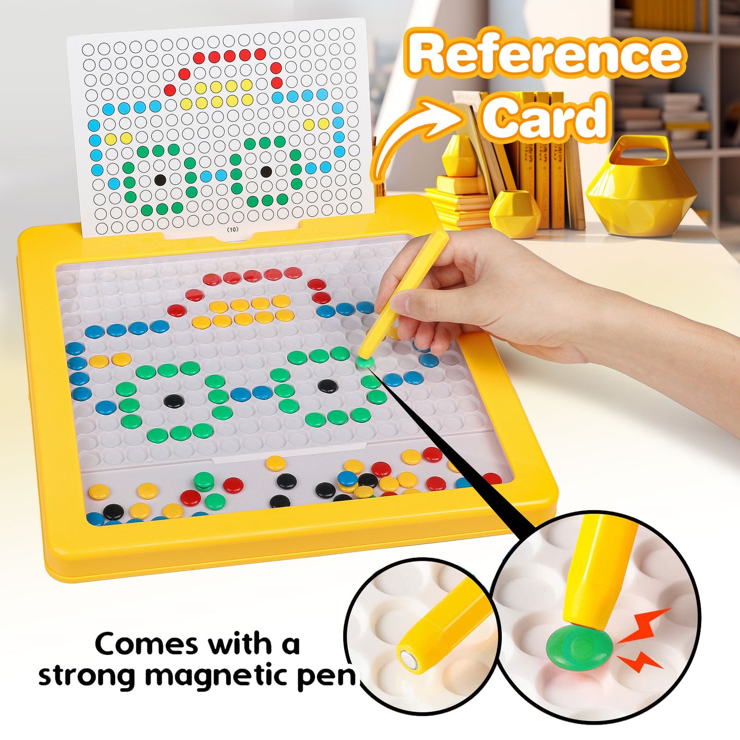 Magnetic Drawing Board for Toddlers - Large 12x12 in Erasable Writing Pad with Colorful Stylus Pen & 20 Cards, Reusable Educational Toys