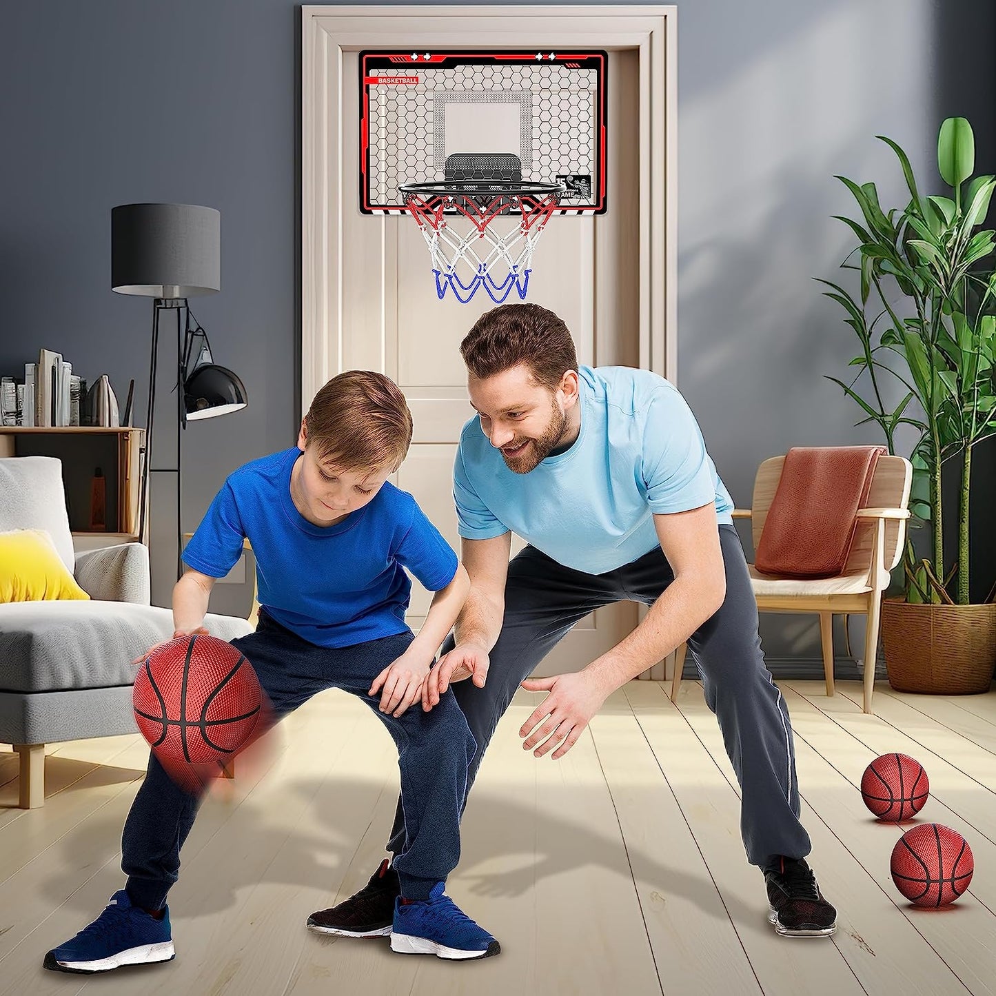 Mini Basketball Hoop Set - Light-up Indoor Hoops with 3 Balls & LED Effects - Indoor Sports, Fun & Learning for Kids 3-10+ Years - Perfect Birthday Gift for Boys