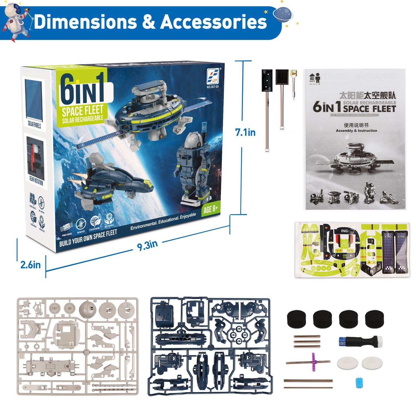 STEM Toys, 6-in-1 Space Solar Robot Kit Toys for Boys Ages 8 9 10 11 12 Years, Christmas Birthday Gift for Kids Age 8 9 10 11 12+ Years ,Educatoinal Learning Science Building Toys.