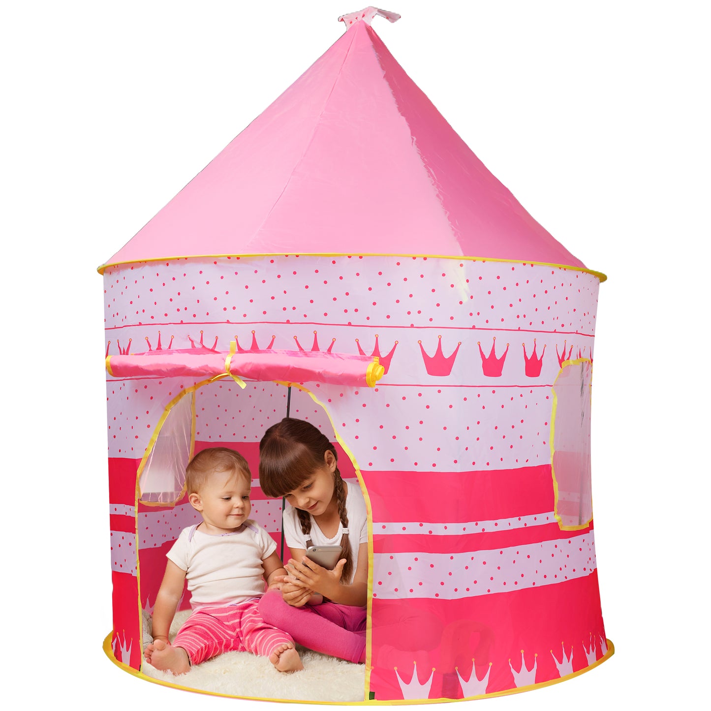 Princess Castle Pink Kids Tent, Foldable Into A Carrying Bag, Indoor and outdoor Play Tent for kids