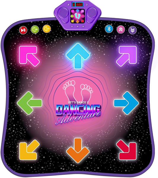 Flooyes Dance Mat Toys for 3-12 Year Old Kids, Electronic Dance Pad with Light-up 8-Button Wireless Bluetooth, Music Dance with 5 Game Modes, Birthday Toys Gifts for 3 4 5 6 7 8 9 10+ Year Old Girls