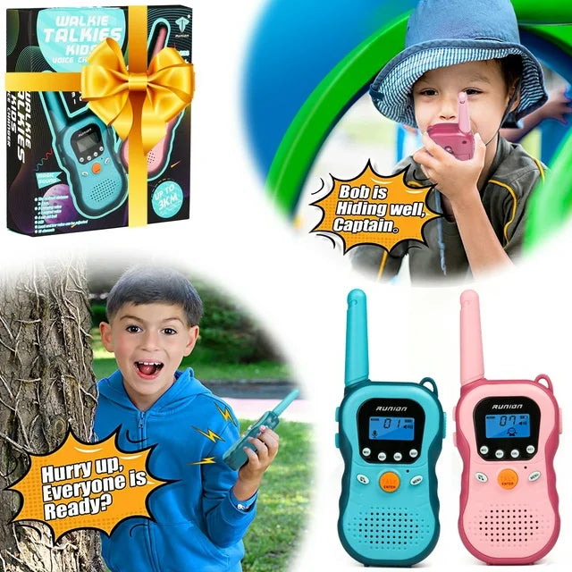 2 Pack Walkie Talkies for Kids, 3 KMs Long Range with 3 Changing Voice, Best Activity Chrisimas Gifts for Girls Boys 3 4 5 6 7 8, Outdoor Camping Game