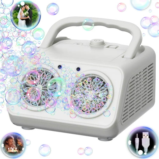 Bubble Machine, Easy Setup Portable Automatic Bubble Blower Christmas Gifts for Kids, Indoor Outdoor Party Bubble Toy Fun with Simultaneous Bubble Generating and Blowing Functions