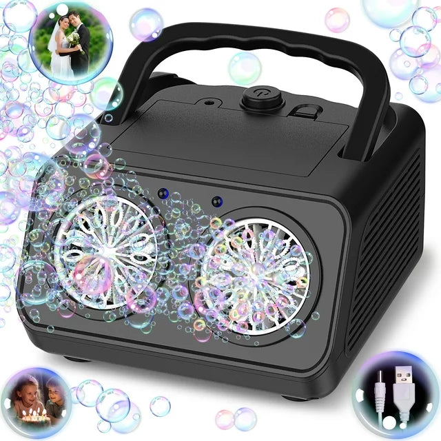 Bubble Machine, Portable Automatic Bubble Maker for Kids Christmas Gifts, Indoor Outdoor Party Use Bubble Toy Fun with Simultaneously Blowing and Generating Functions