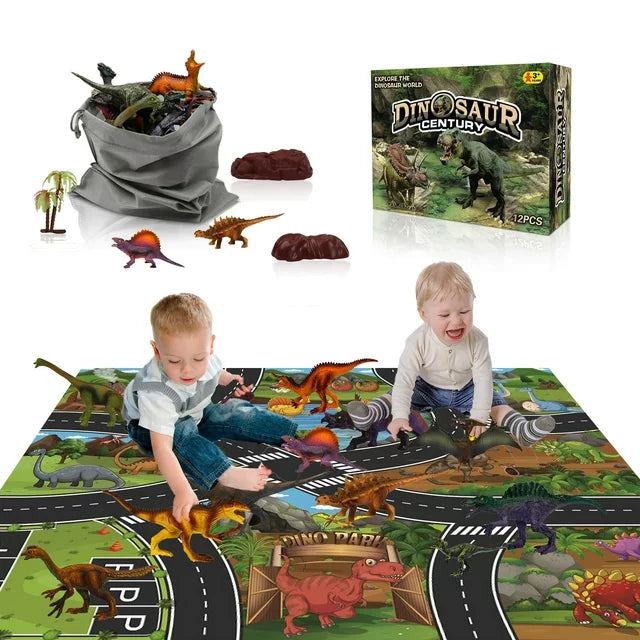 Dinosaur Adventure Toy Playset - 12 Realistic Dinosaur Figures and Play Mat - Educational Toy for Boys and Girls Ages 3-12