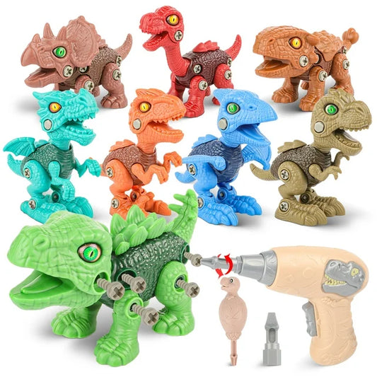 Dinosaur Toys, 8 Pcs Take Apart Dinosaur Stem Toys for kids 3-5, Educational Building Construction Sets with Electric Drill, Birthday Christmas Gifts for Toddlers Boys Girls Age 3 4 5 6 7 8+