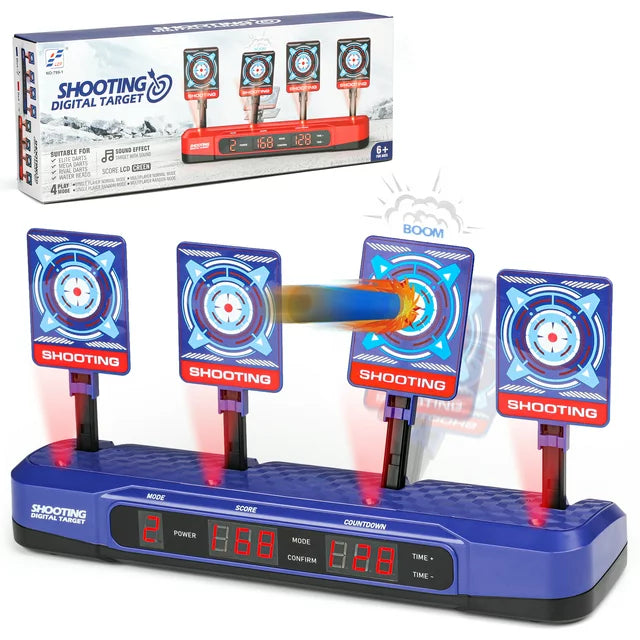 Electronic Shooting Target for Nerf, 4 Shooting Target Scoring Auto Reset Digital Targets, Christmas Gift Toy for Kids Boys & Girls Age 3+