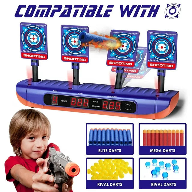 Electronic Shooting Targets for Kids, Digital Scoring Auto Reset Target Shooting Toy with 4 Modes, Christmas Birthday Gifts for 5-12 Year Old Boys