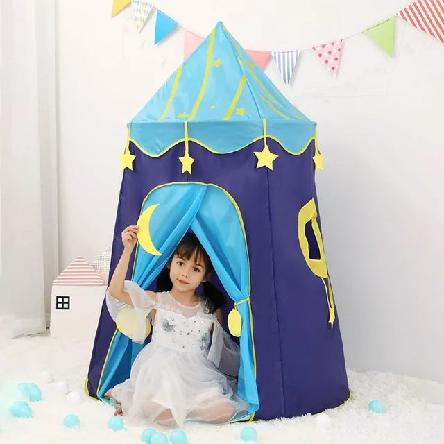 Foldable Princess Castle Tent for Kids,Indoor & Outdoor Imaginative Games,Birthday Gift for Little Girls 2-5 years old.(Blue)