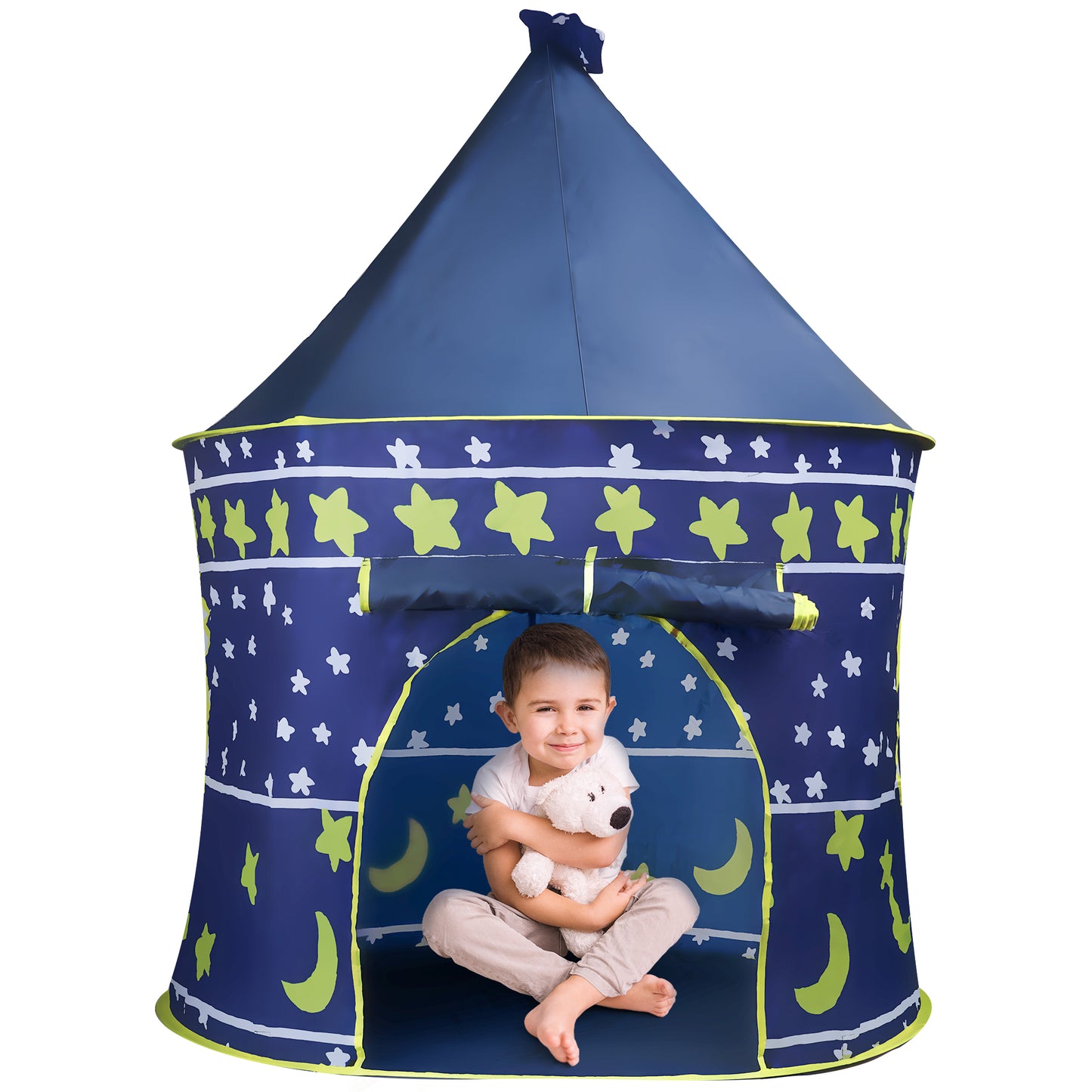 Imaginative Blue Kids Tent, Foldable Into A Carrying Bag, Indoor and Outdoor Play Tent, Birthday Gift for Boys & Girls