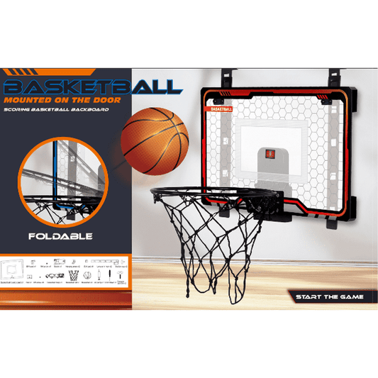 Flooyes Indoor Basketball Hoop for Boys Kids Ages 3 4 5 6 7 8+, with Electronic Scoreboard, Backboards Over The Door, Basketball Toys for Kids Boys 3-12.(Red)