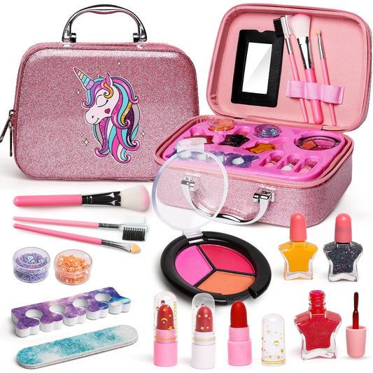 Kids Makeup Kit for Girls,Washable Makeup Kit Cosmetics Toys Gift for Little Girls Toddlers Dress up Set,Birthday Gift Toys for 3-6 Years Girls