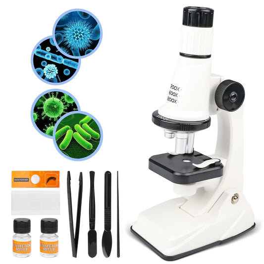 Microscope Kit for Kids, 200X-1200X Kids Beginner Microscope STEM Kit with LED Light, Educational and Learning Toy Gift for Kids 5 6 7 8 9 10 11 12