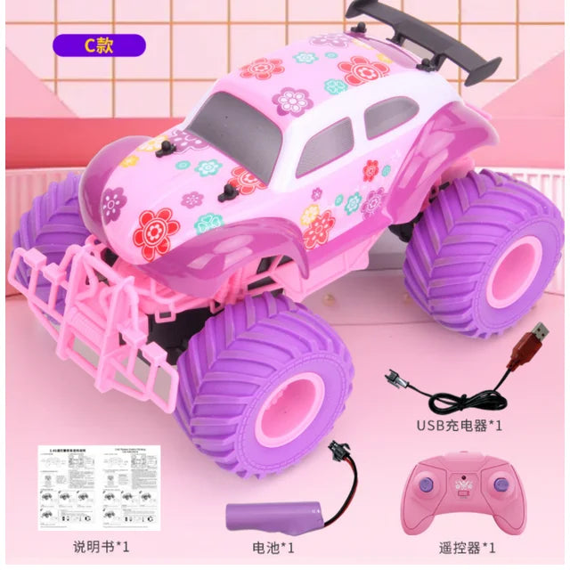 Pink RC Car for Girl Rechargeable RC Car C Model with One Battery Suitable for Birthday, Christmas Gifts for Girls Aged 5 6 7 8