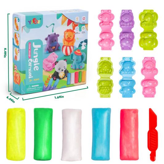 Play Dough Jungle World Toys, Creation Education Toys Color Dough Animals Set Arts Crafts STEM Toy Gift Sets for Kids 3-5 Years