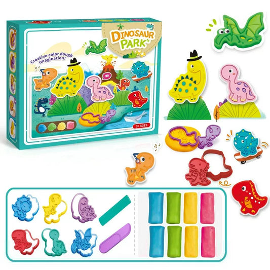 Play Play Dough Dinosaur World Toys w/ Animals Pretend Playdough Sets, Arts Crafts STEM Gift for Kids 3+