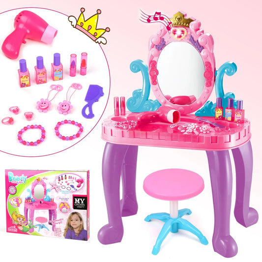 Pretend Play Toys for Girls Toddlers, Ocean Princess Vanity Toy with Sound and Light, Birthday Gift for Girl Kids Ages 3 4 5