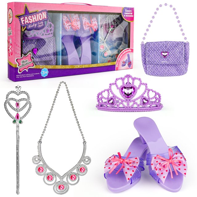 Princess Dress-up Toys Set for Toddlers Girl, Purple Princess Toys for Girls Ages 3 4 5 6+ Years, Birthday Christmas Dress Up Gift for Little Girls 3-6 Years.