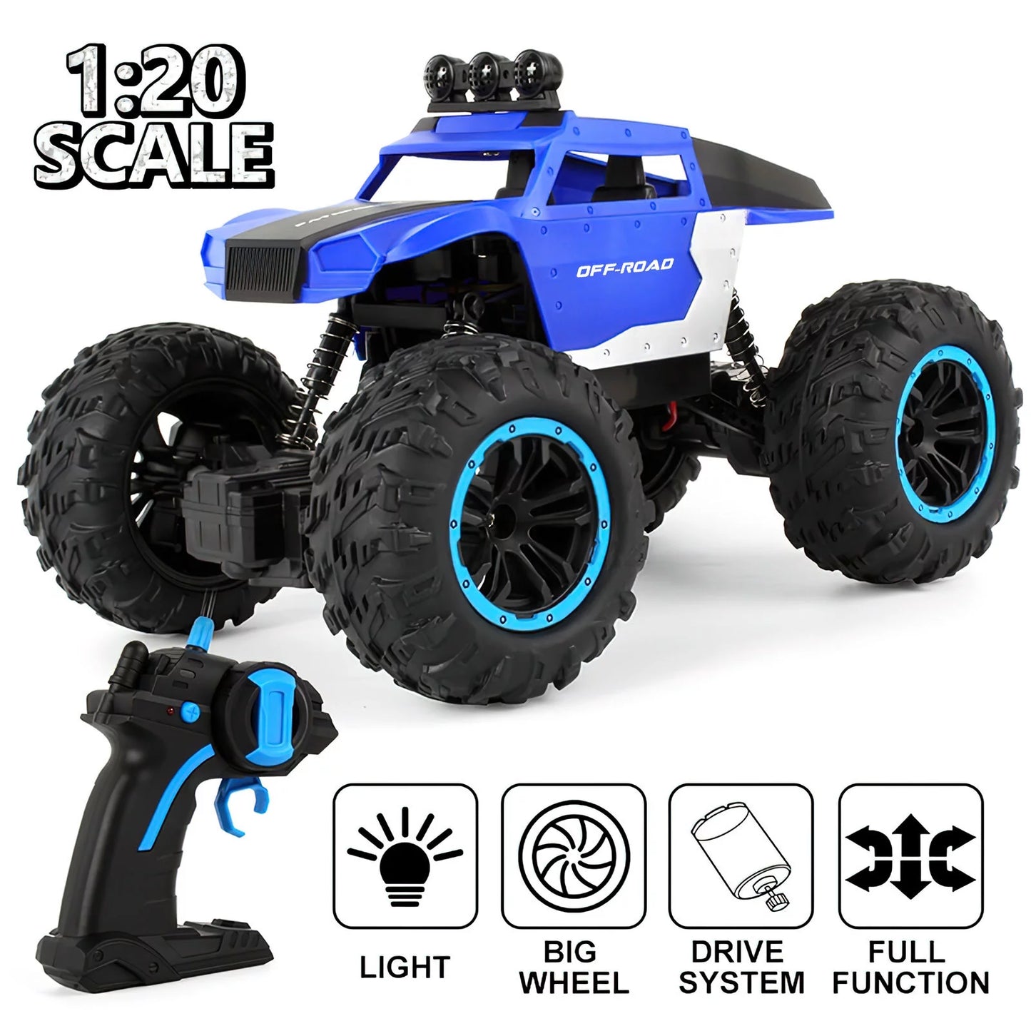 Remote Control Car All Terrains Rock Crawler, 2.4ghz RC Cars Electric Radio Control Off Road Cars, Birthday Christmas Gift Toys for Boys Age 3+