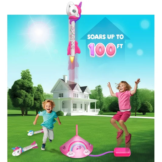 Rocket Launcher for Kids, Unicorn Girls Clearance Gift Toys, Innovative Design, Outdoor Toys Shoot Rockets with Power, Ideal Christmas Gifts for Kids 3 4 5 6 7 8 Outdoor Adventures